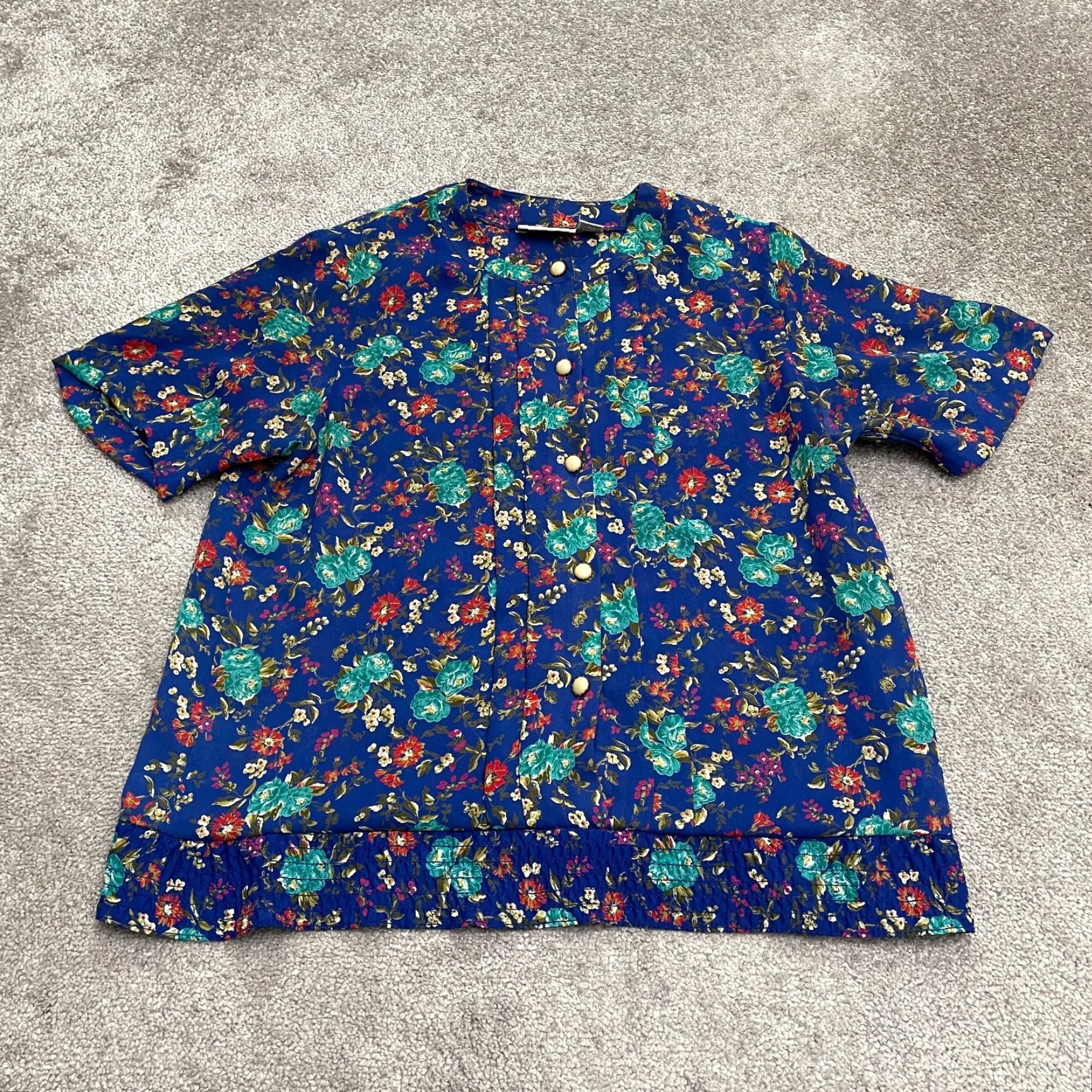 Vintage VINTAGE Alfred Dunner Set Of 2 Shirt Skirt Women 14 Blue Floral- Bohemian, Classic, Flower, Outdoor, Tropical Size XL / US 12-14 / IT 48-50 - 4 Thumbnail