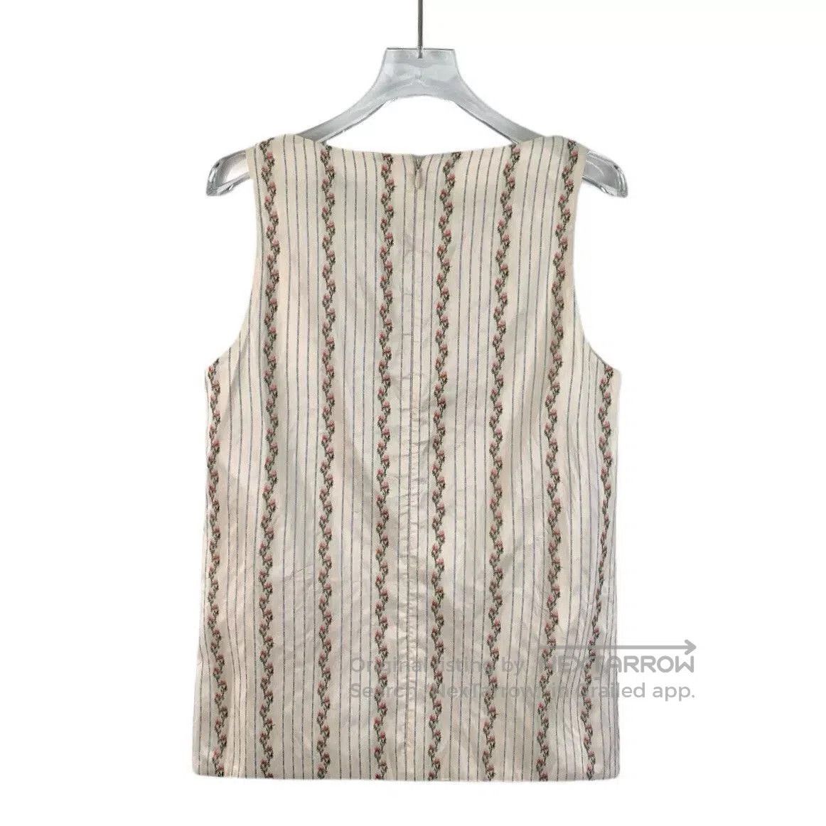 Dior beige floral striped silk sleeveless top. Size US S / EU 44-46 / 1 - 2 Thumbnail