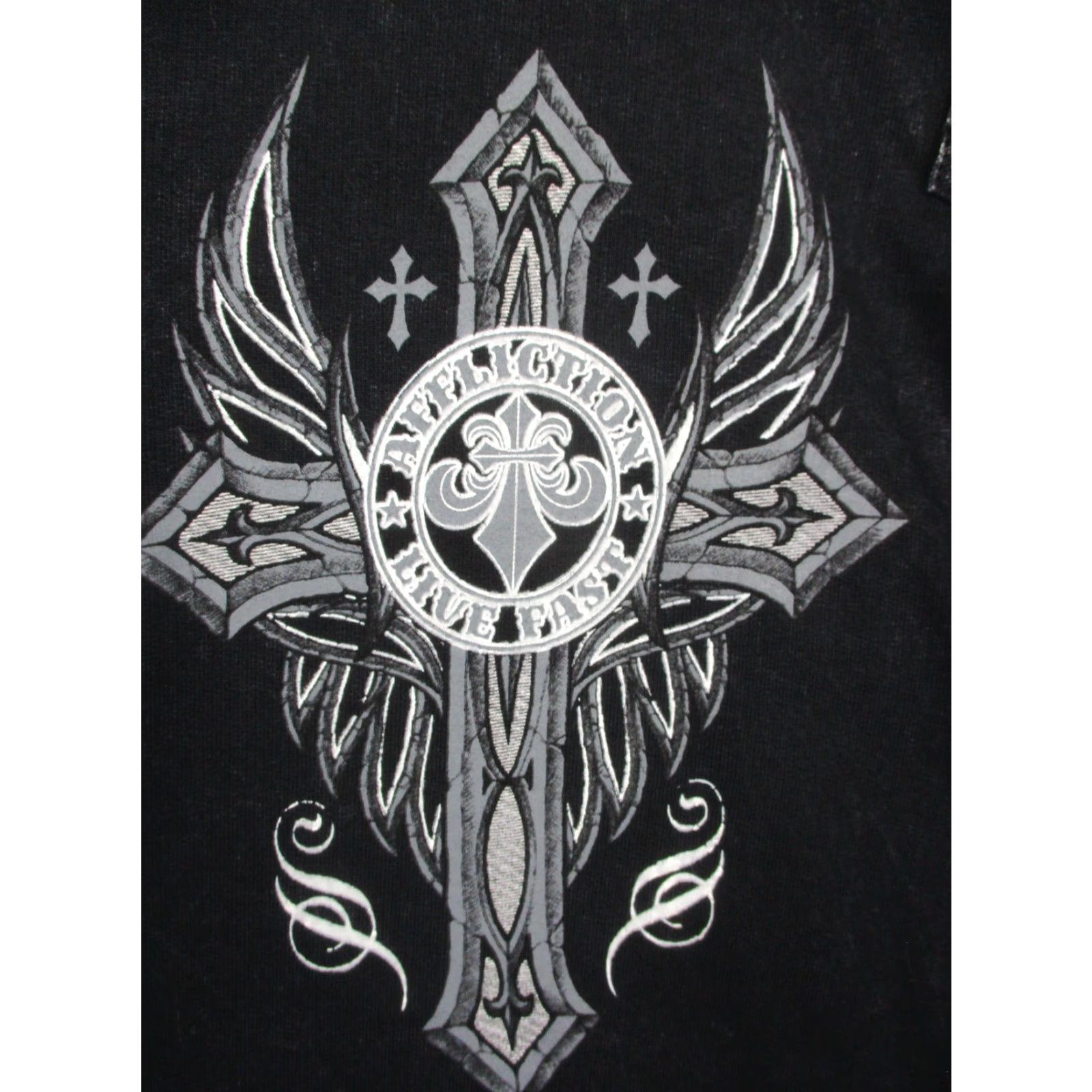 Affliction Affliction Henley Shirt Mens 2XL Live Fast Cross Graphic Made USA Long Sleeve Shirt Size US XXL / EU 58 / 5 - 4 Thumbnail