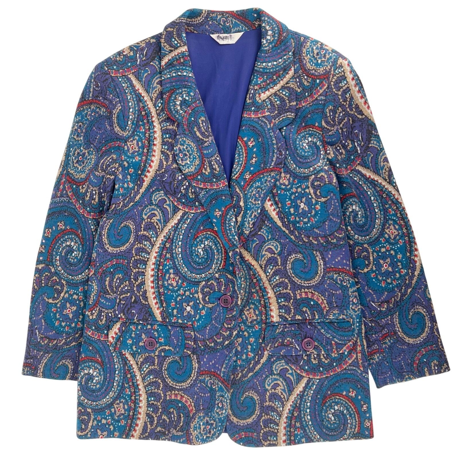 Vintage 90s paisley knit blazer jacket 1990s vintage Size S / US 4 / IT 40 - 1 Thumbnail