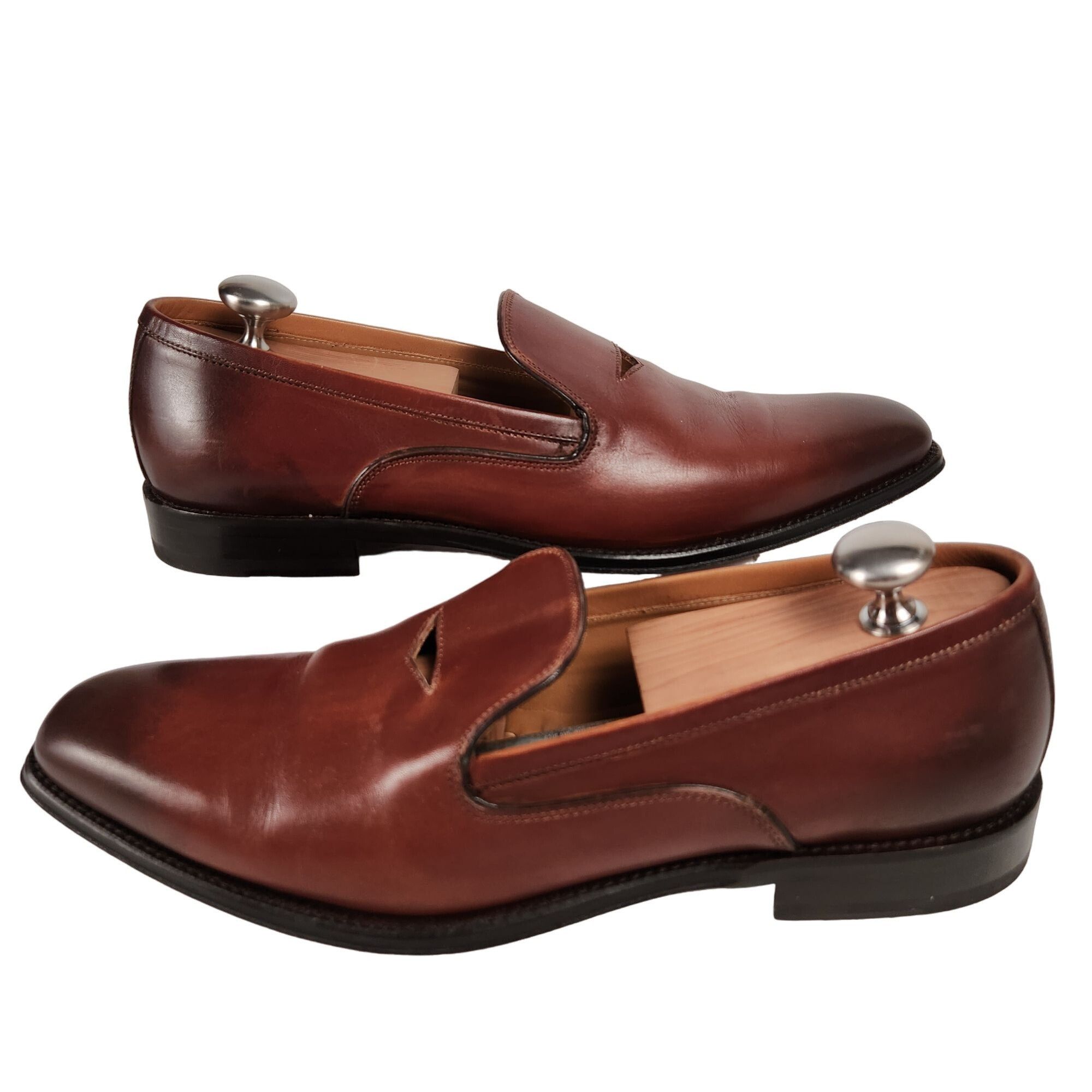 Paul Fredrick Paul Fredrick Italy Men 9 Burnished Brown Leather Dress Shoe Size US 9 / EU 42 - 6 Thumbnail