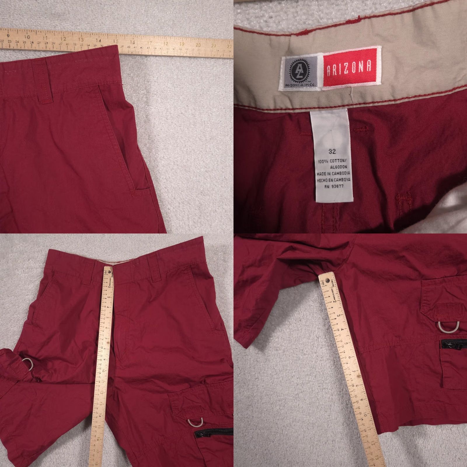 Vintage Arizona Jean Co Cargo Shorts Mens 32 Red Canvas Adjustable Waist Pockets Cargo Shorts Mens Red Canvas Adjustable Waist Pockets Size US 32 / EU 48 - 8 Thumbnail