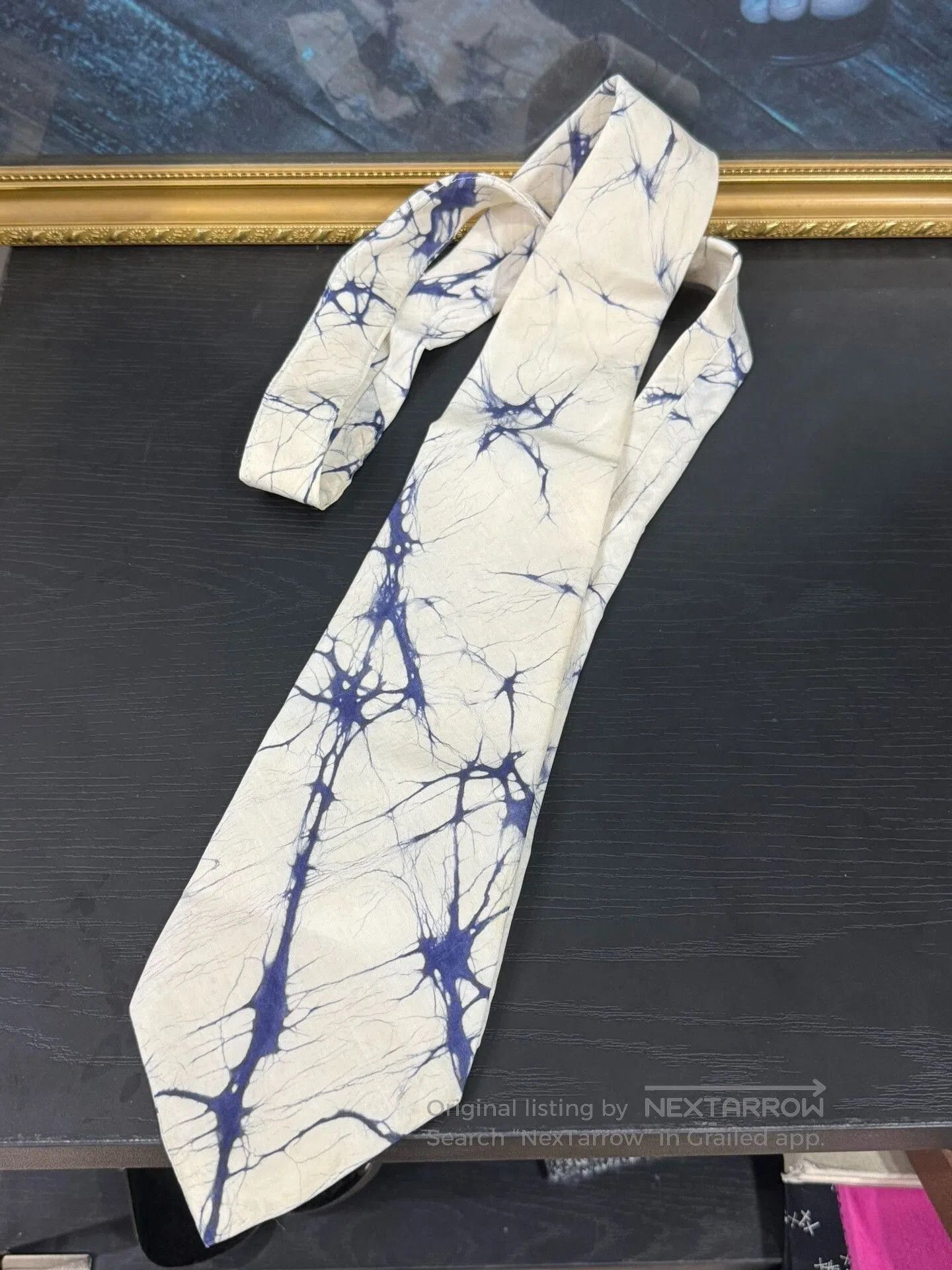 Comme des Garcons Homme Plus Comme des Garcons Blue Printed Silk Tie. Size ONE SIZE - 1 Thumbnail