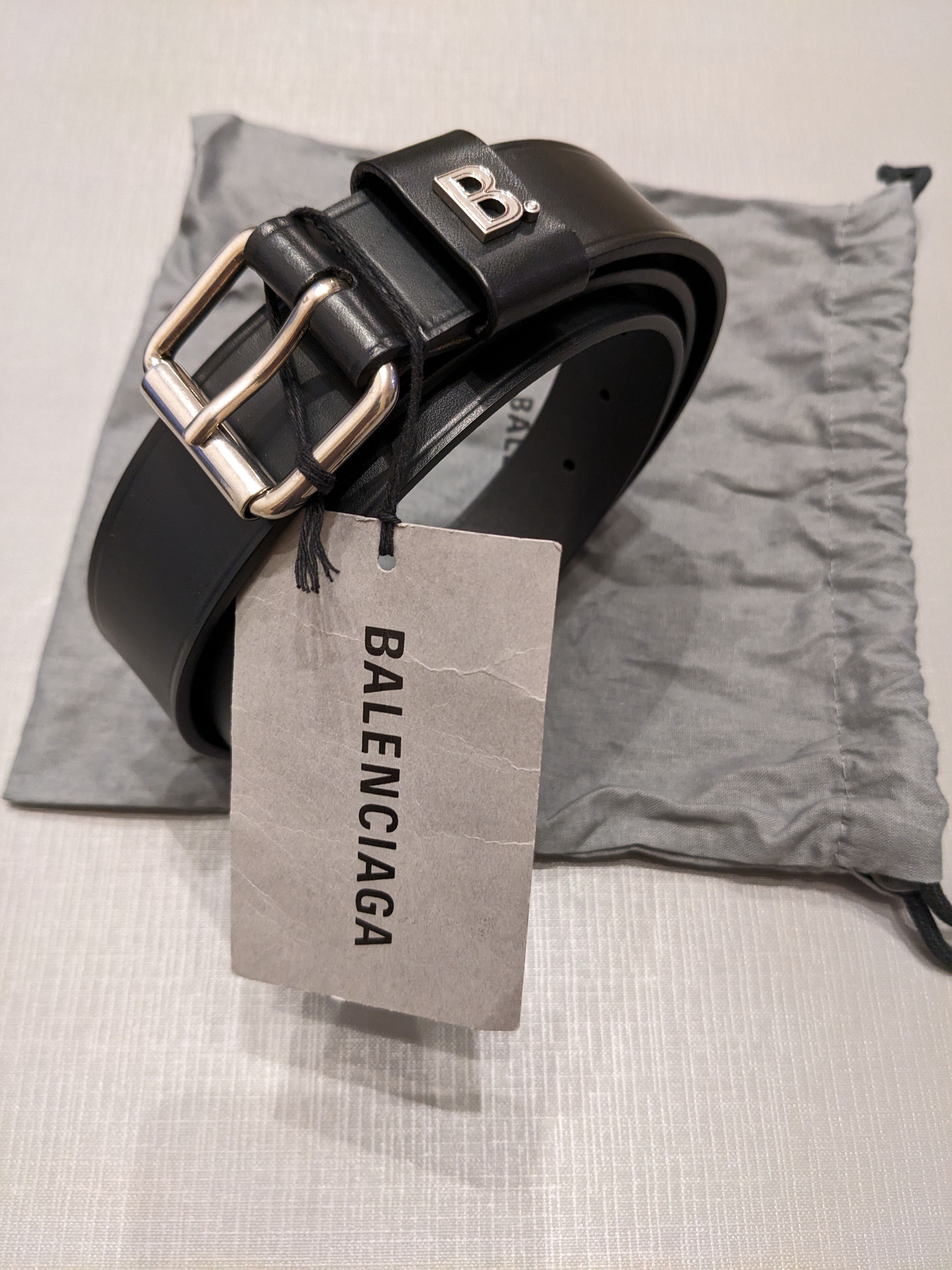 Pre-owned Balenciaga O1rshd10124 B. Logo Belt In Black