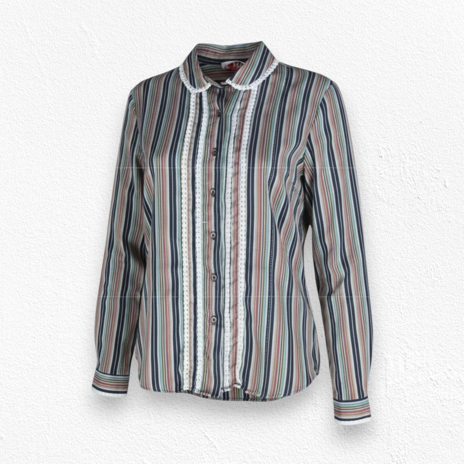 Vintage Vintage Retro Striped Button Down Blouse Size 12 Size XL / US 12-14 / IT 48-50 - 1 Thumbnail