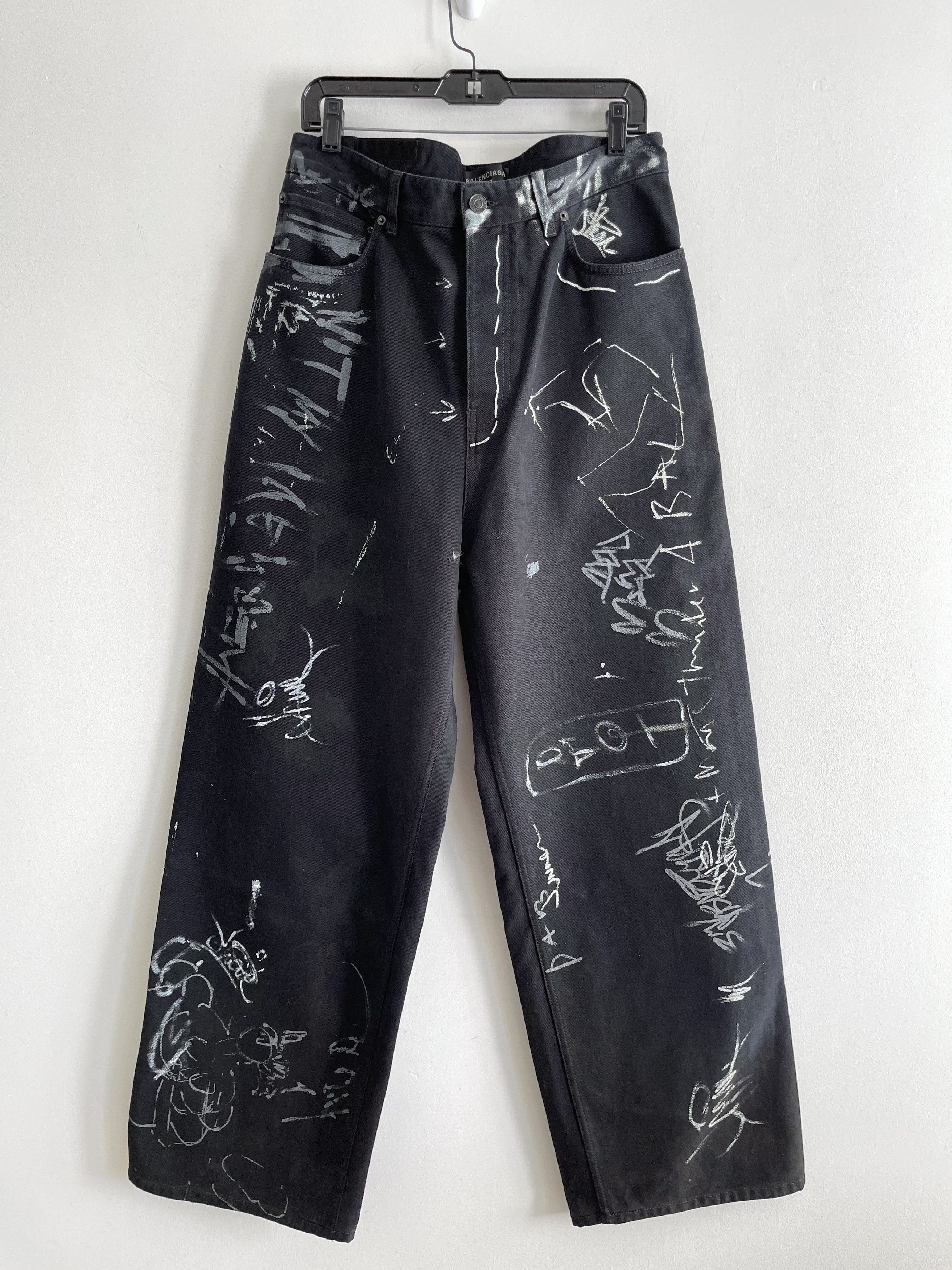 Balenciaga Mud Show Baggy Graffiti Denim Jeans NWT (S) 32-34