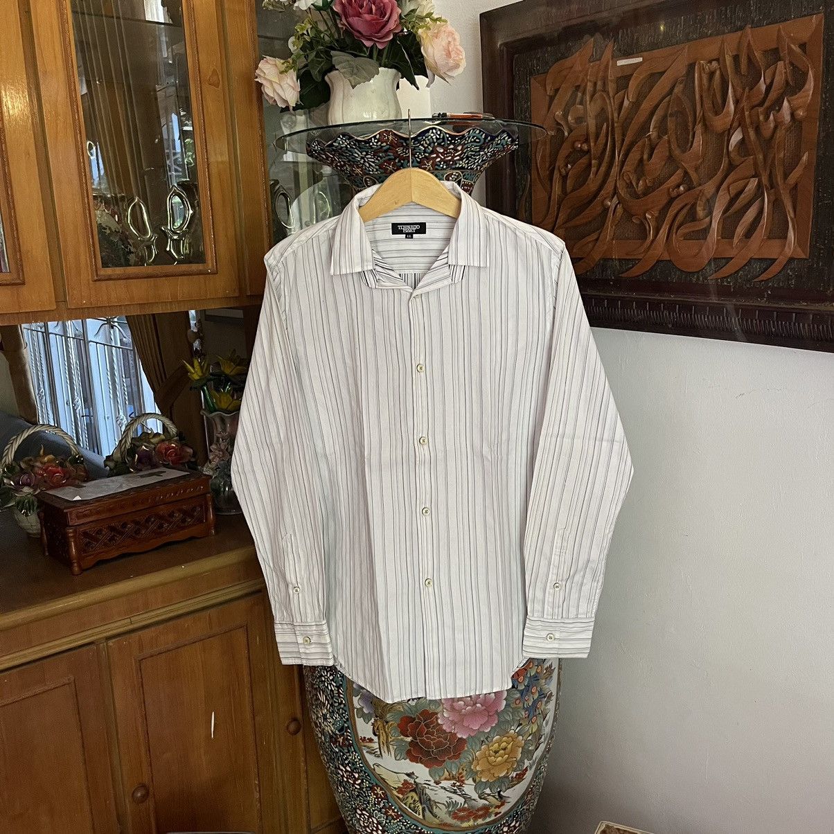 Tornado Mart Tornado Mart Reverse Double Collar Striped Shirt Size US L / EU 52-54 / 3 - 1 Thumbnail