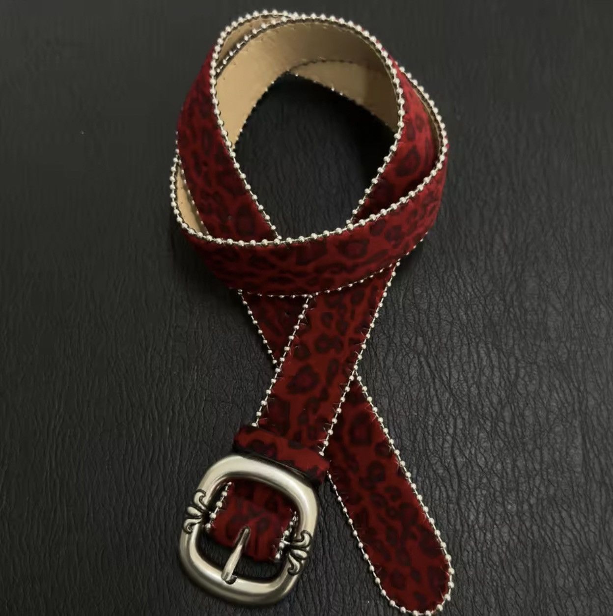 Leather Red Leopard Print Pu Leather Belt Size ONE SIZE - 1 Thumbnail