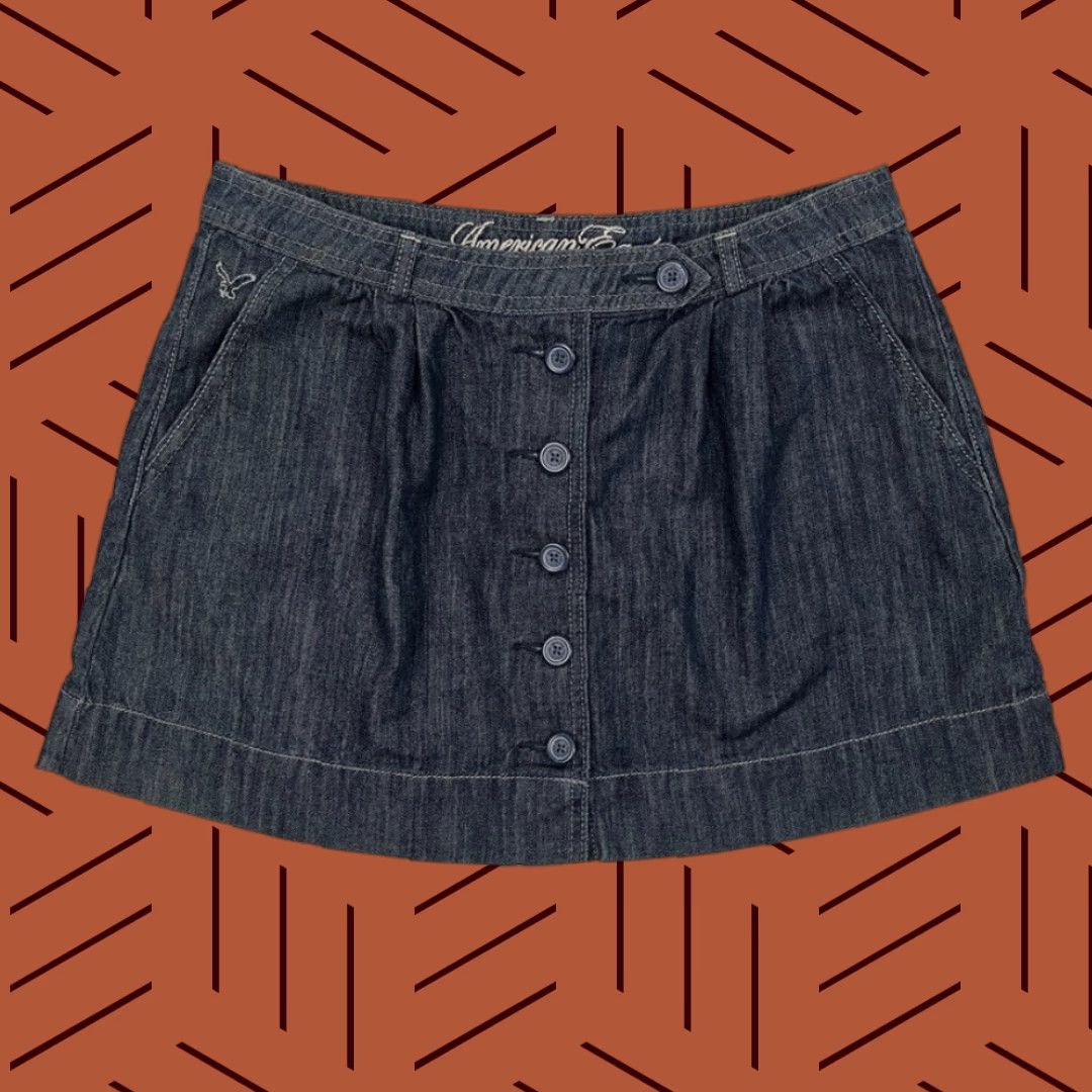 American Eagle Outfitters VINTAGE American Eagle Outfitters Mini Skirt 2 Blue W29 L14 Regular Women Short 90s Preppy Size 26" / US 2 / IT 38 - 1 Thumbnail
