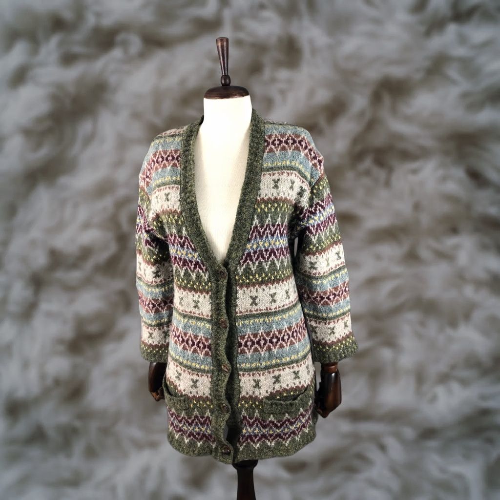Bogner Bogner Cardigan Women Multicolor Wool Mohair Nylon Silk V-Neck Long Sleeve 8 Patterned Sweater Size M / US 6-8 / IT 42-44 - 1 Thumbnail