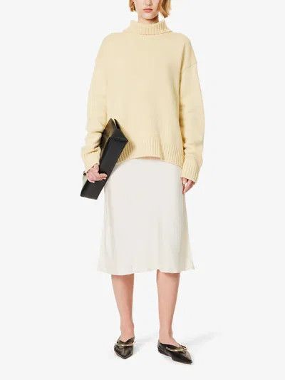Jil Sander o1y1025 Turtleneck Cashmere Blend Sweater in Light Yellow Size XS / US 0-2 / IT 36-38 - 5 Thumbnail