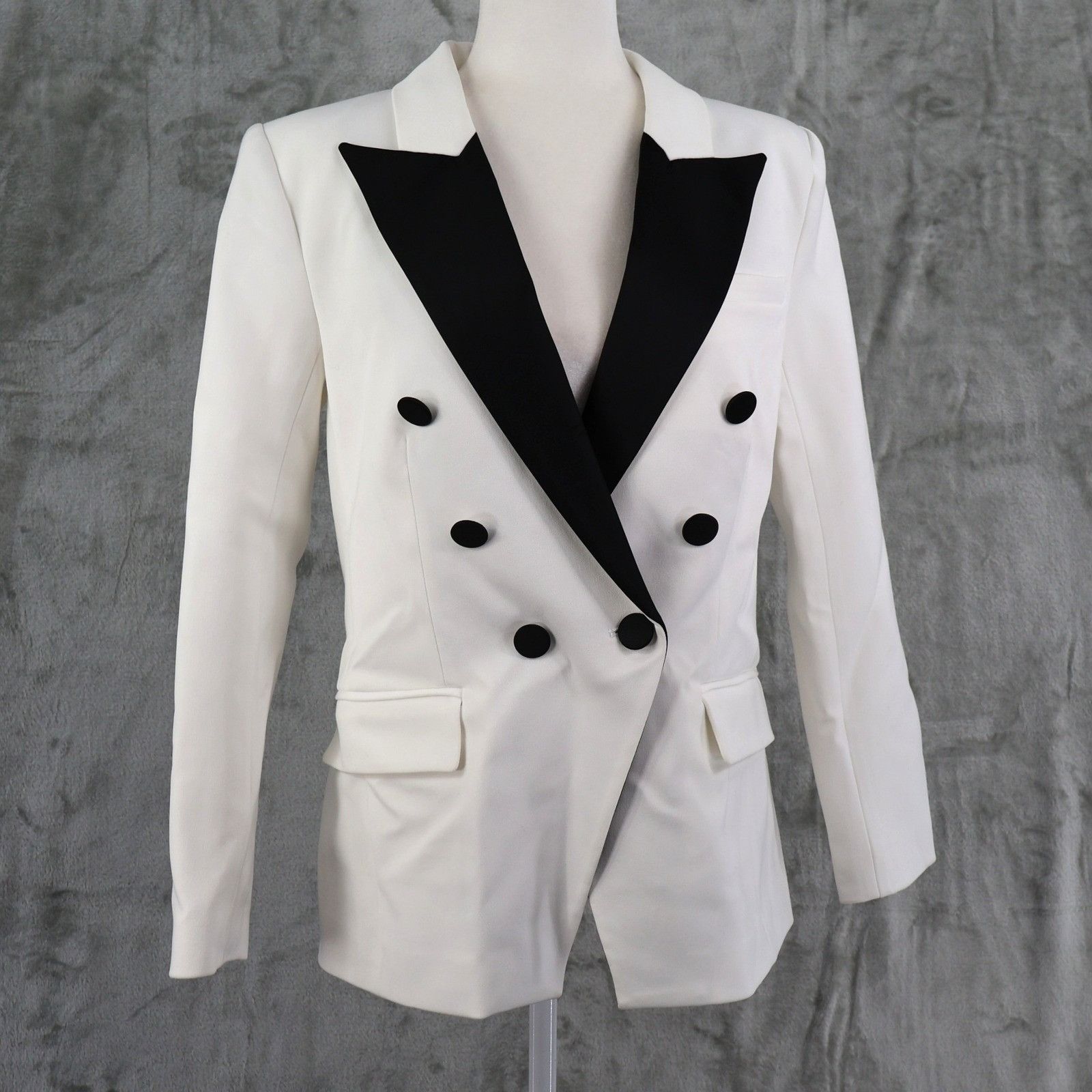L'AGENCE L'AGENCE Double Breasted Blazer Women 8 White Black Tuxedo Size M / US 6-8 / IT 42-44 - 2 Thumbnail