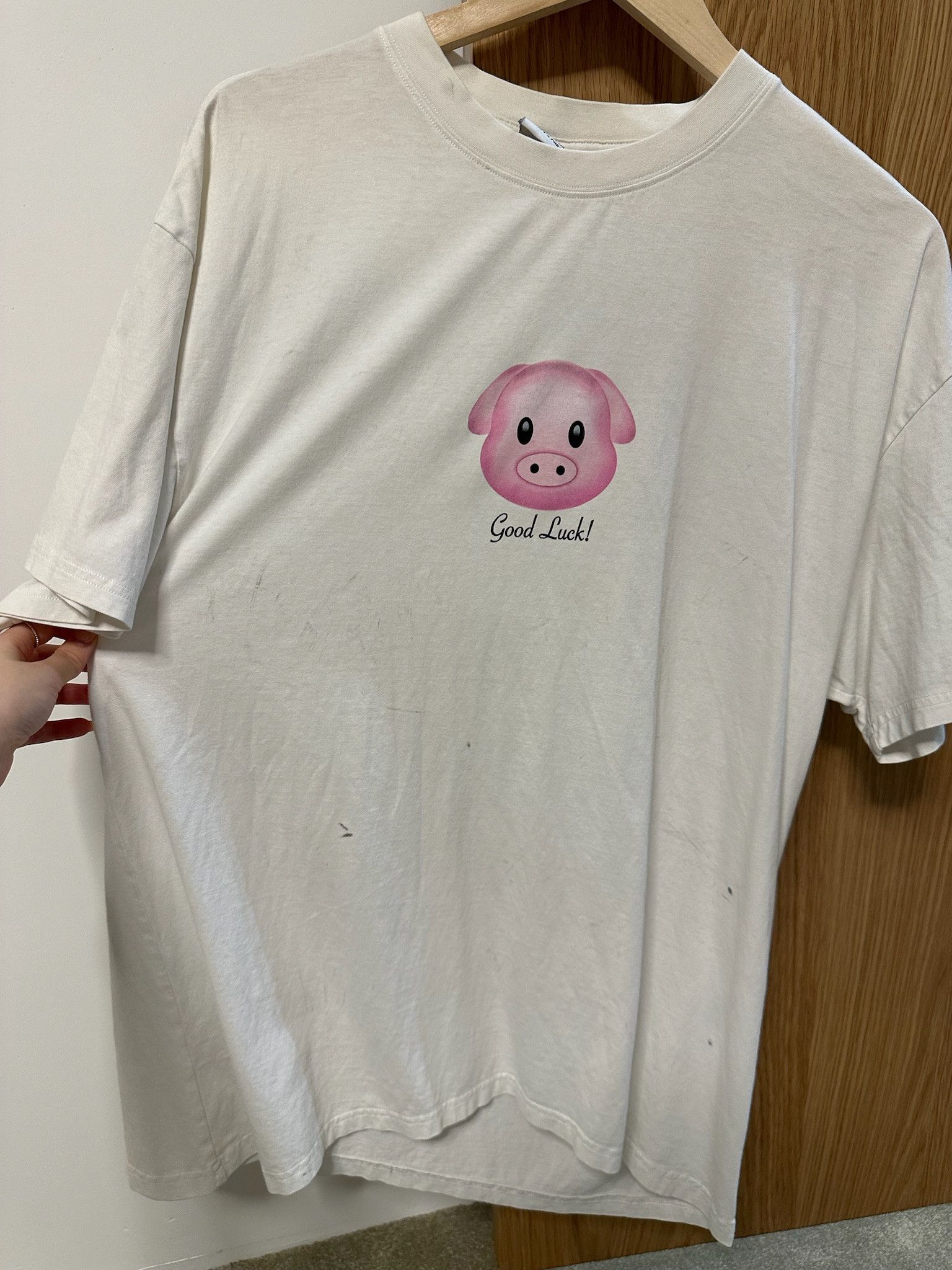 Image of Vetements White Lucky Pig T-Shirt, Men's (Size Small)