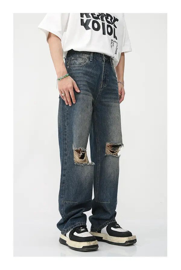 VIBE Japanese retro loose American ripped high street jeans Size US 32 / EU 48 - 4 Thumbnail