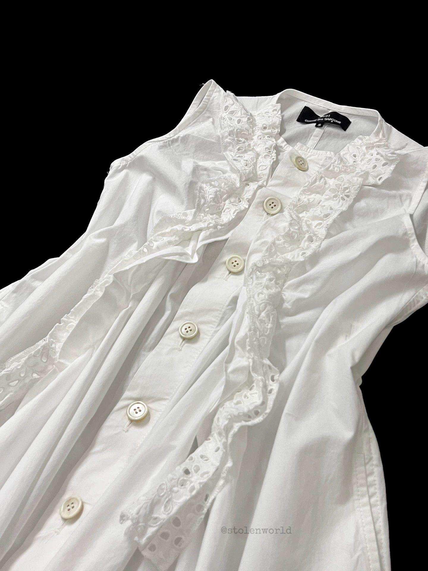 Comme des Garcons Comme des Garçons White Irregular Pleated Lace Dress Size S Size S / US 4 / IT 40 - 2 Thumbnail