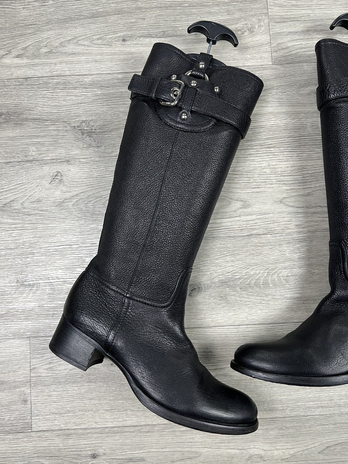 Car Shoe Car Shoe By Prada Biker Riding Knee High Boots Size US 9 / IT 39 - 2 Thumbnail