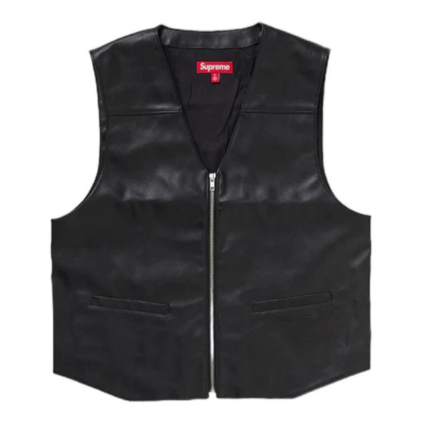 Supreme SUPREME X TOY MACHINE FAUX LEATHER VEST BLACK | Grailed