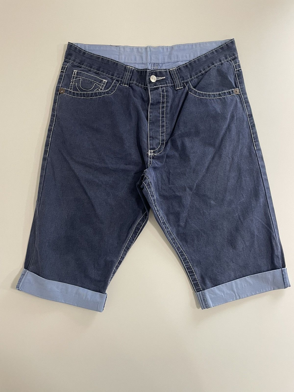 Japanese Brand True Religion Shorts Denim Jeans Blue Size US 34 / EU 50 - 1 Thumbnail