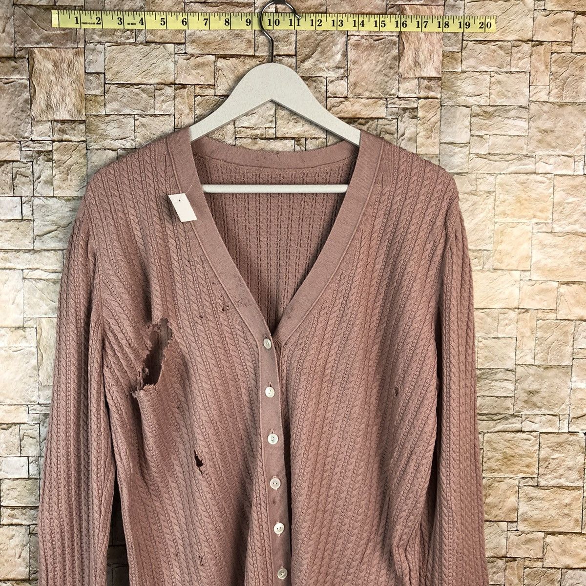 Homespun Knitwear × Japanese Brand Leilian Pink Cardigan ripped Knitwear #A1181 Size M / US 6-8 / IT 42-44 - 5 Thumbnail