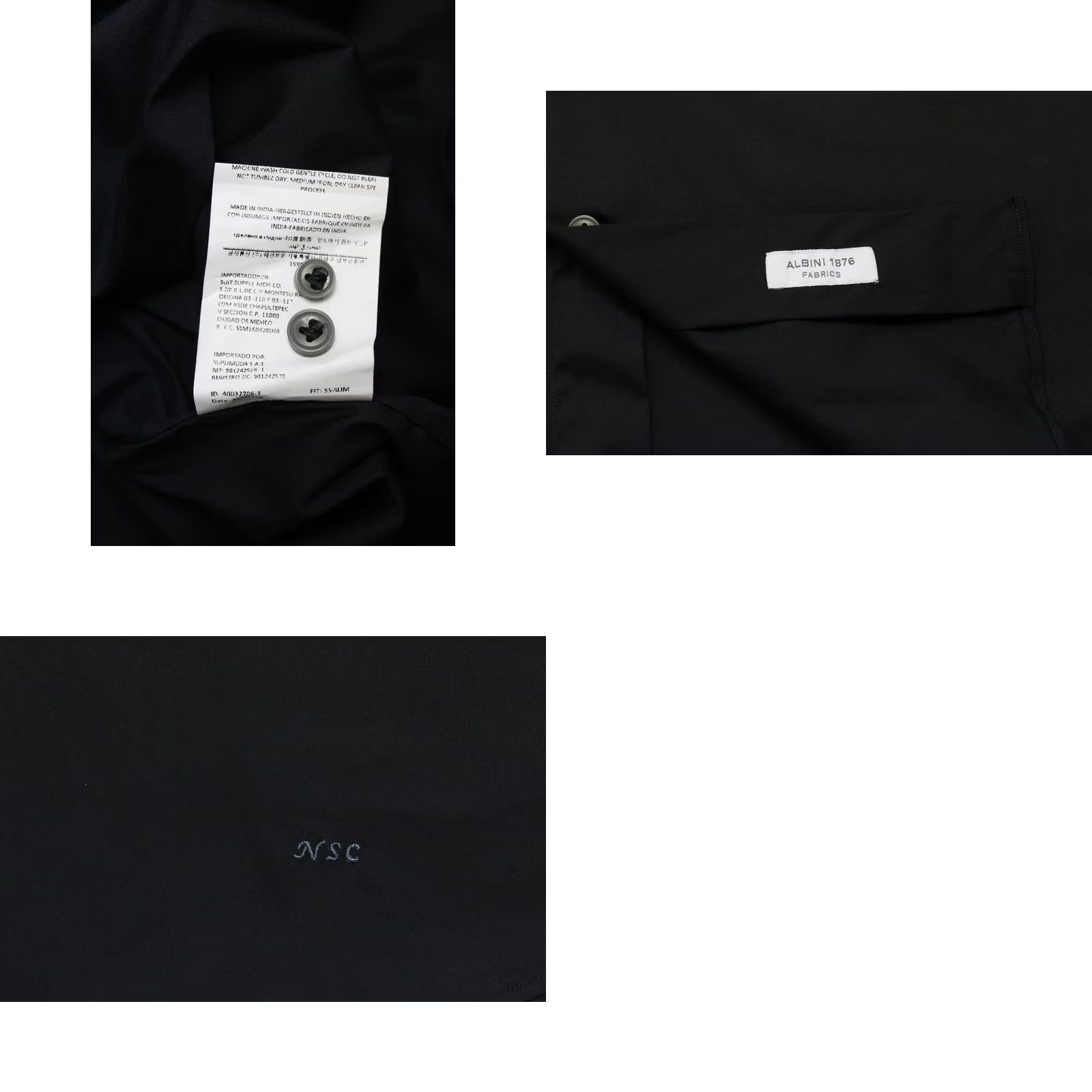 Suitsupply Suitsupply Slim Fit Shirt Men's XL Black Mock Neck Button Up Cotton Blend Shirt Size US XL / EU 56 / 4 - 8 Thumbnail