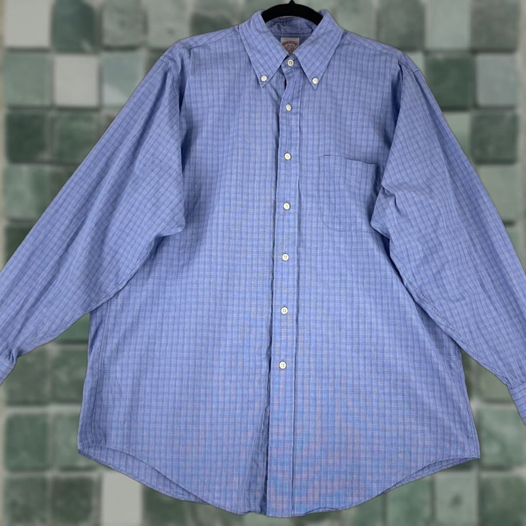 Brooks Brothers Brooks Brothers Button-Down Dress Shirt Mens Large Blue All Cotton Long Sleeve Size 42R - 1 Thumbnail