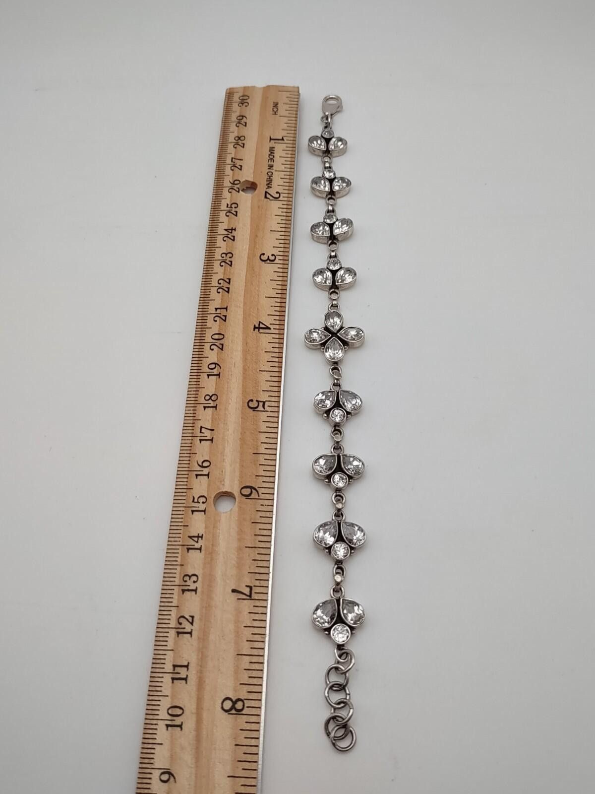 The Unbranded Brand Sterling Silver CZ Cluster Bracelet 8” 925 Pear Cut Size ONE SIZE - 3 Thumbnail