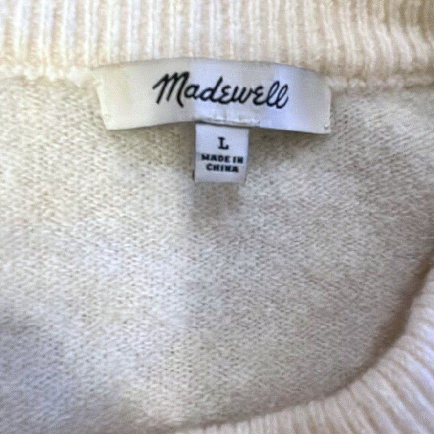 Madewell Madewell Cream Knit Sweater w/ Mauve Cuffs L Size US L / EU 52-54 / 3 - 3 Thumbnail