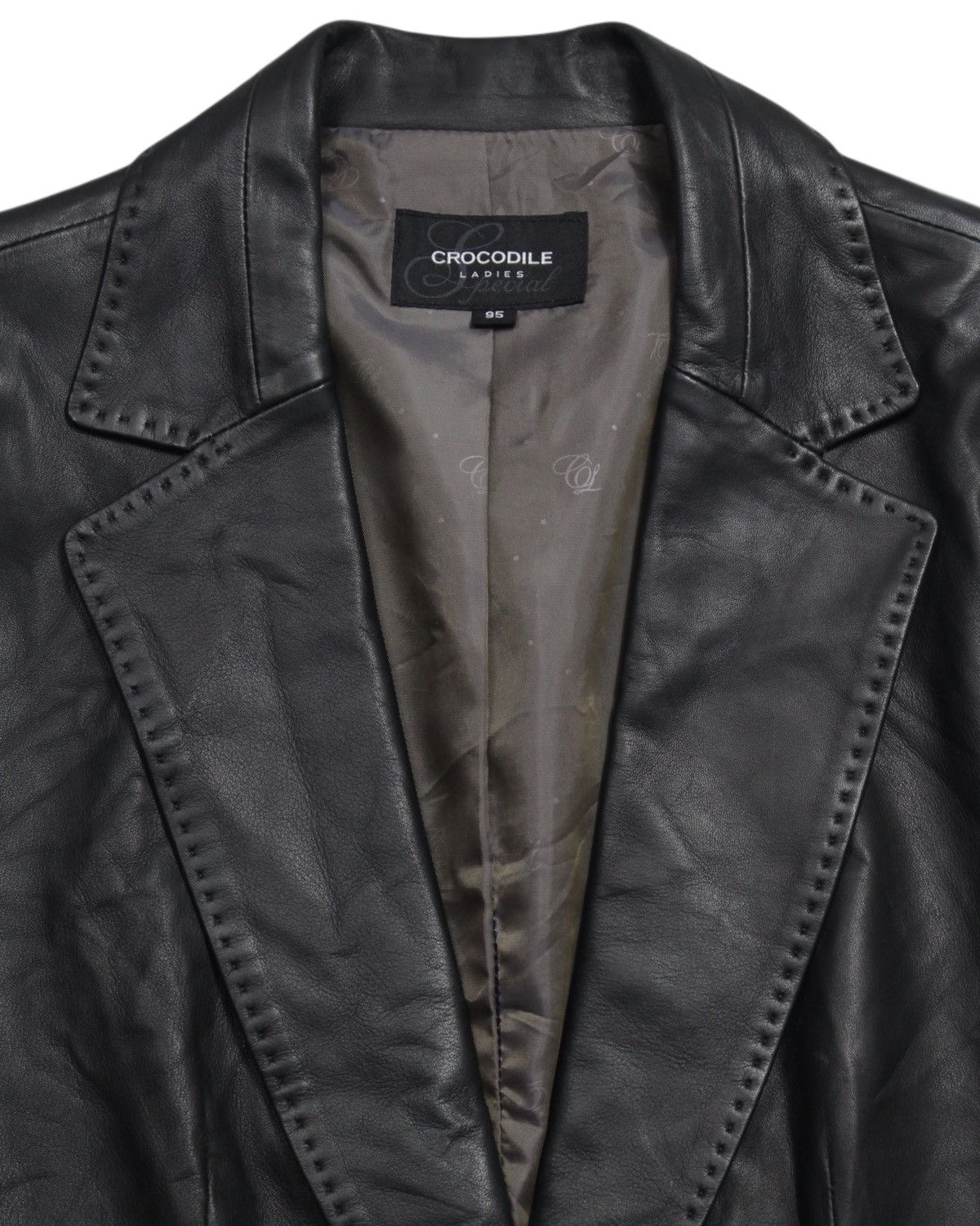 Leather CROCODILE LADIES LAMBSKINS LEATHER BLAZER Size M / US 6-8 / IT 42-44 - 2 Thumbnail