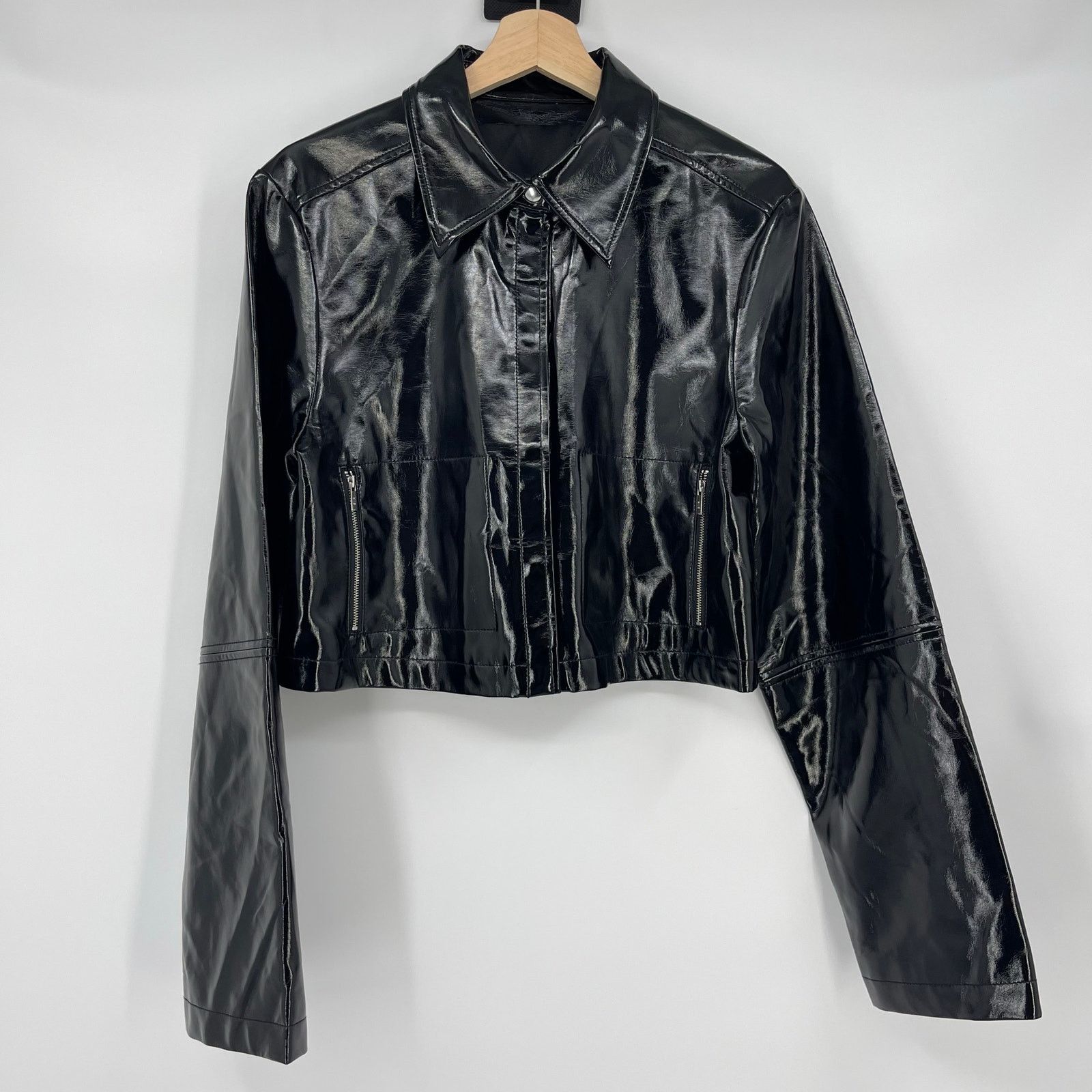SIR. SIR. | Midnight Crop Black Patent Leather Jacket XS/S Size XS / US 0-2 / IT 36-38 - 5 Thumbnail