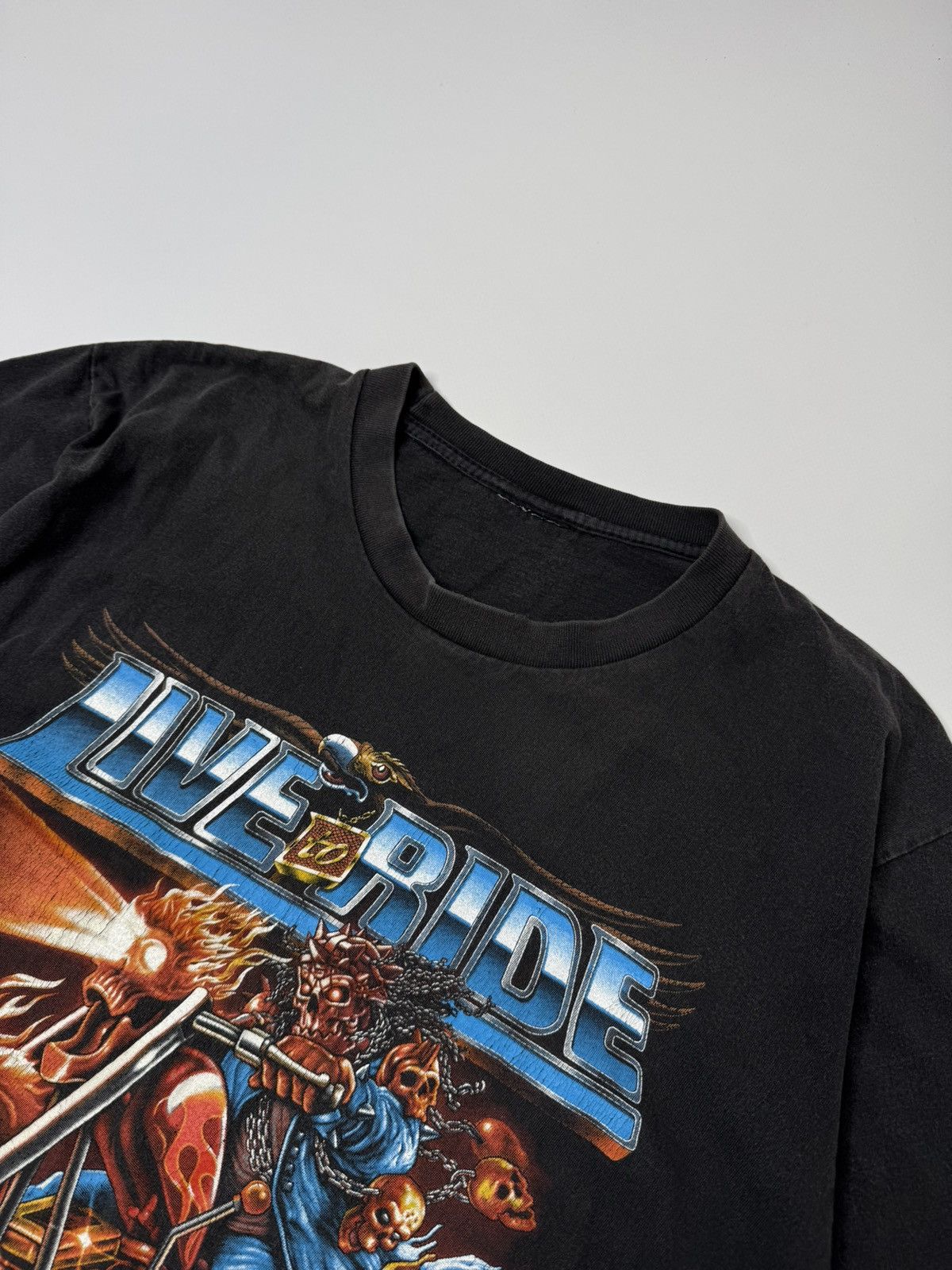 Other Vintage black washed live to ride tee y2k 00s retro choppers Size US L / EU 52-54 / 3 - 3 Thumbnail