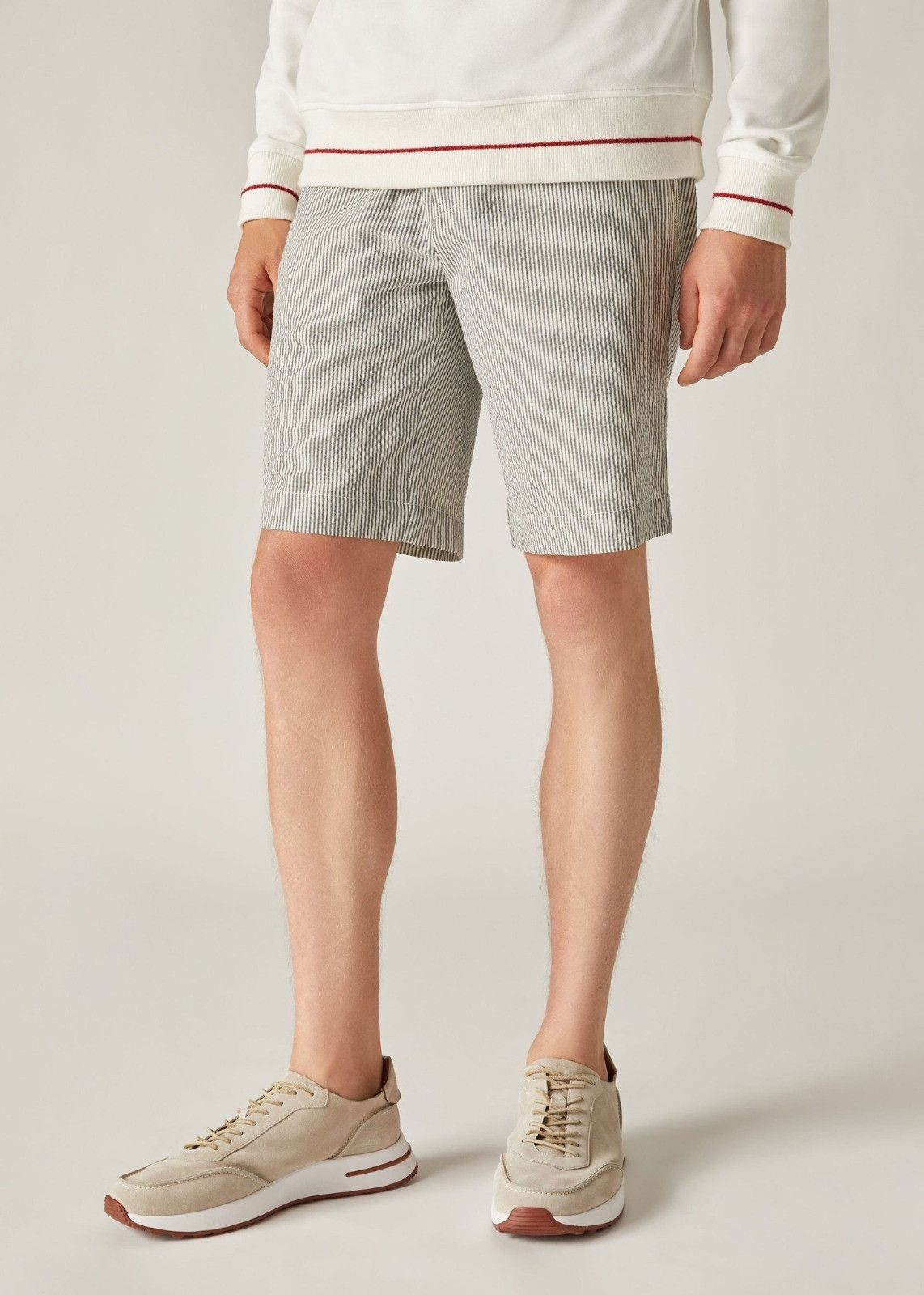 Loro Piana o1srvl11e1024 Flat Bermuda Shorts in Grey/White Size US 30 / EU 46 - 2 Thumbnail