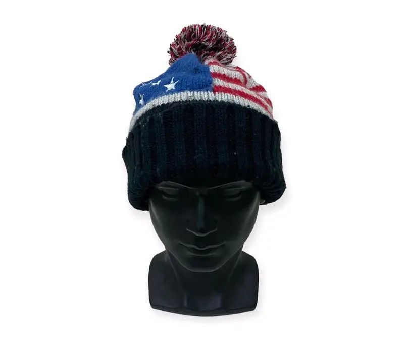 Vintage Vintage American Flag Bobble Beanie Hat Size ONE SIZE - 1 Thumbnail