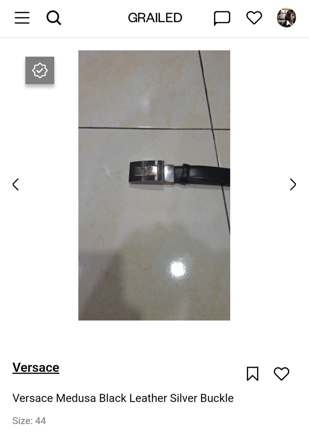 Versace Versace Medusa Black Leather Silver Buckle Size 44 - 11 Thumbnail