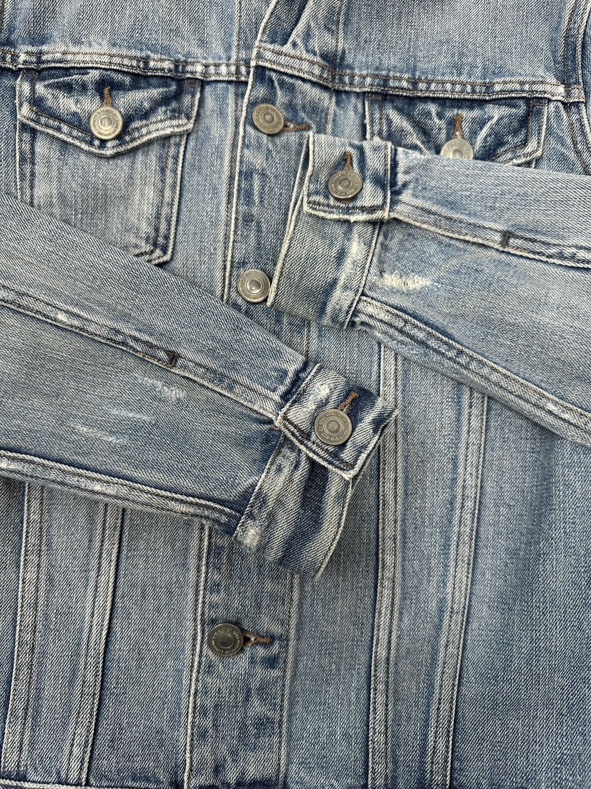Allsaints ALLSAINTS Japanese Fabric Kiku Denim Trucker Jacket size S Size US S / EU 44-46 / 1 - 5 Thumbnail