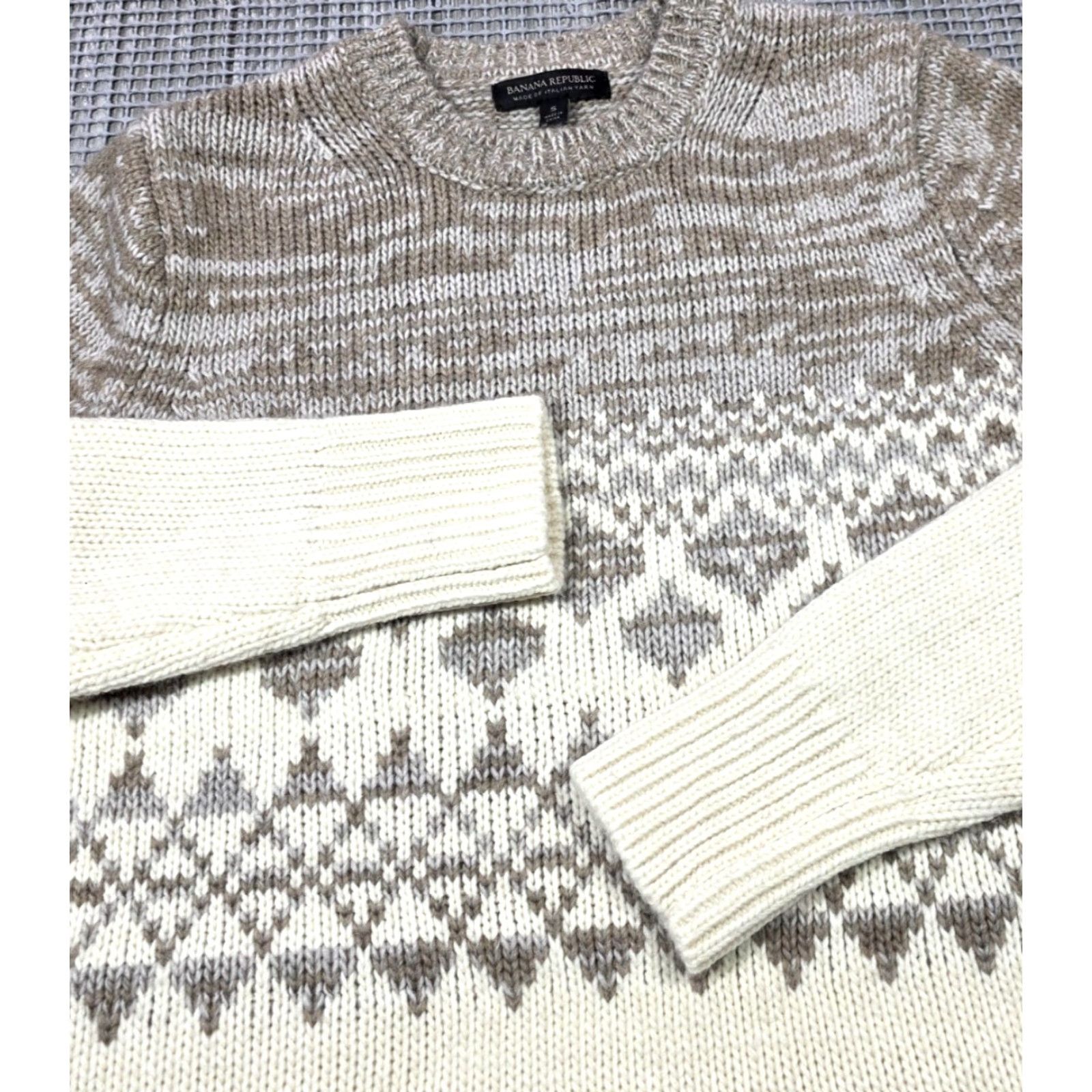 Banana Republic Banana Republic Sweater Womens S Ivory Fair Isle Alpaca Wool Blend Crewneck Classic Luxe Warm Womens Size S / US 4 / IT 40 - 5 Thumbnail