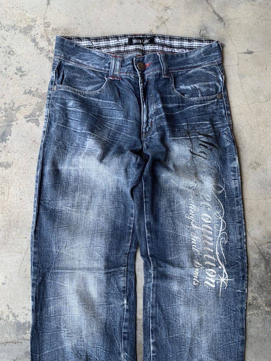 Skull Jeans by an Alchemist Skull bones jean lightning design. Size US 31 - 3 Thumbnail