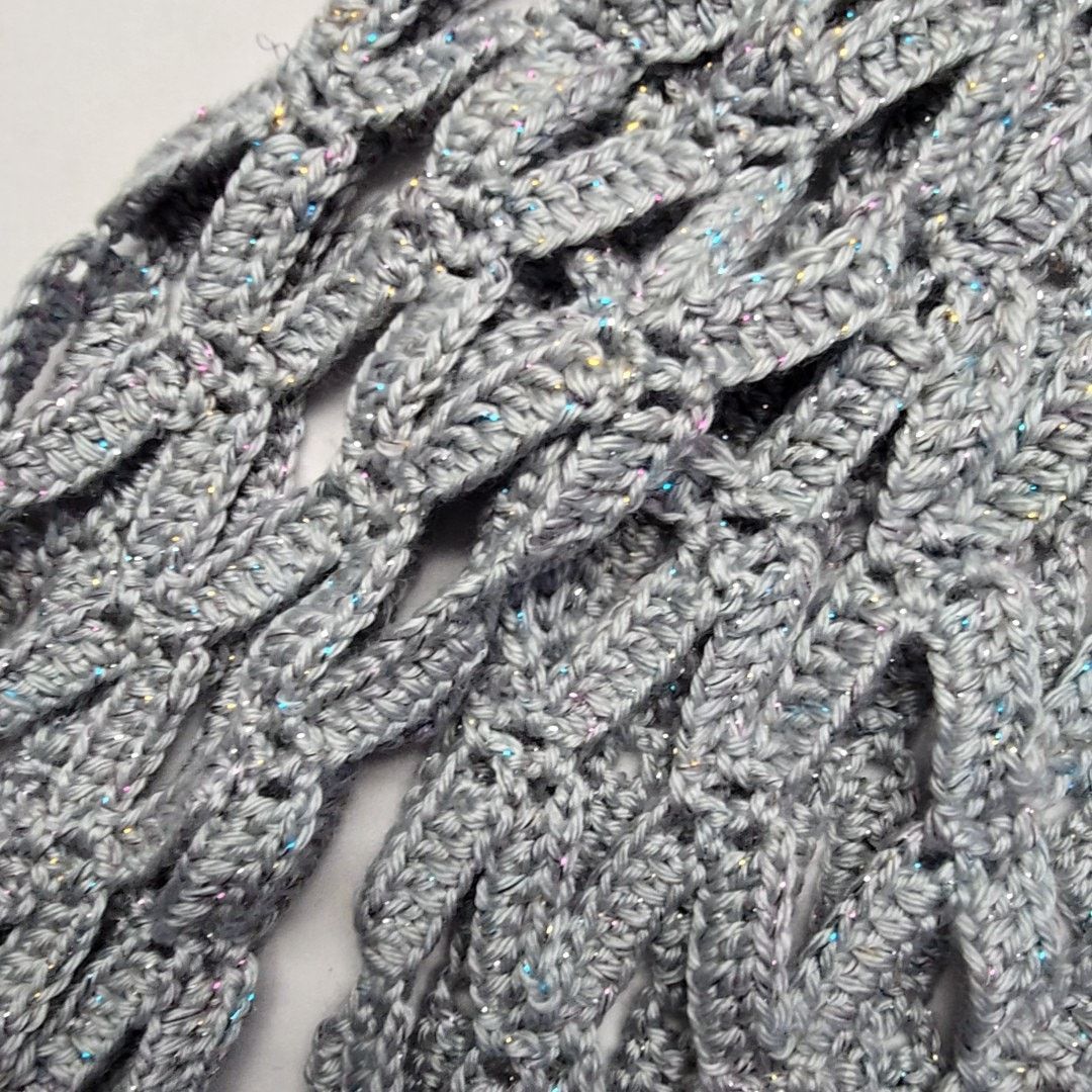 Handmade Knitted Off Shoulder Oversized M Crochet Sweater Sparkle Size M / US 6-8 / IT 42-44 - 4 Thumbnail