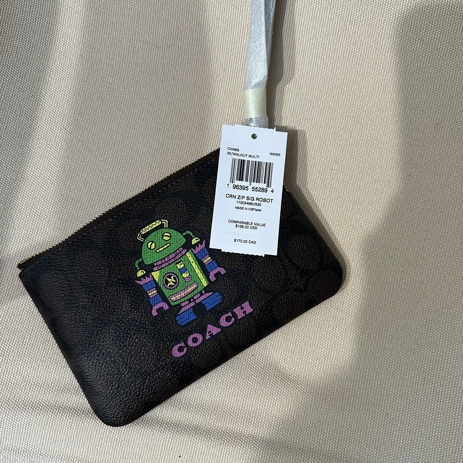 Coach NWT Coach CW868 Corner Zip Wristlet Canvas Leather Robot Size ONE SIZE - 5 Thumbnail