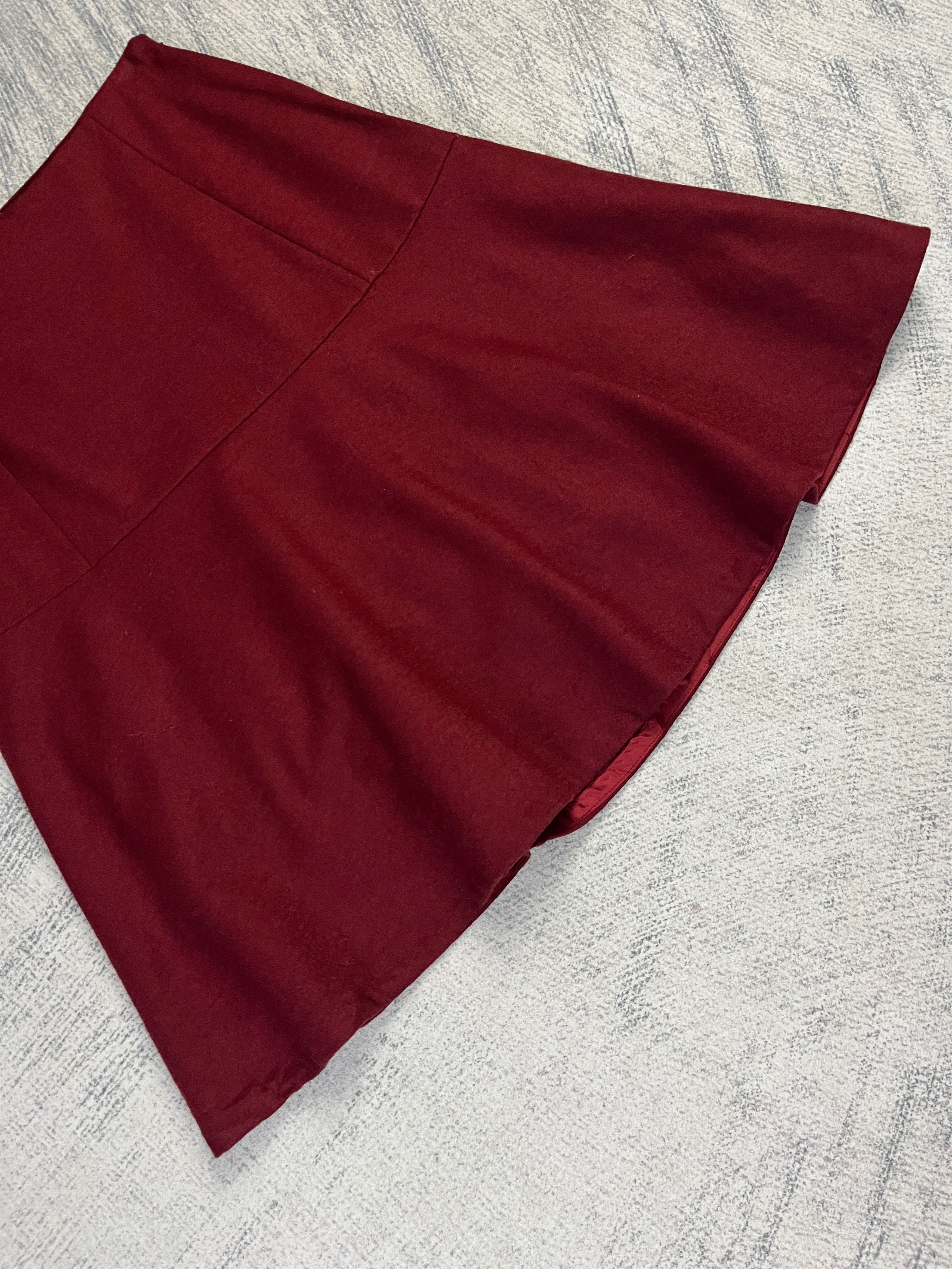 Yohji Yamamoto Ined Red Wool Skirt Size 26" / US 2 / IT 38 - 3 Thumbnail