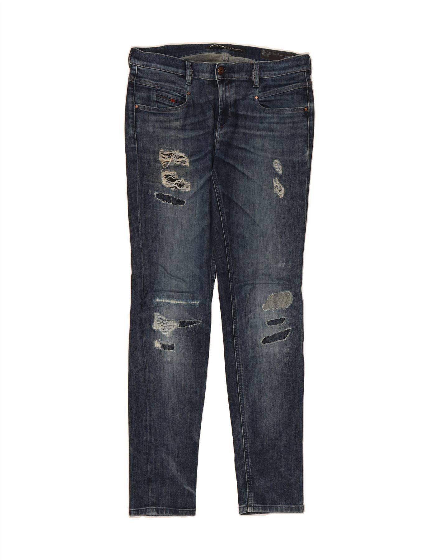 Diesel Womens Belthy Low Waist Slim Straight Jeans W27 L32 Blue Cot Size 42" / US 20 - 1 Thumbnail