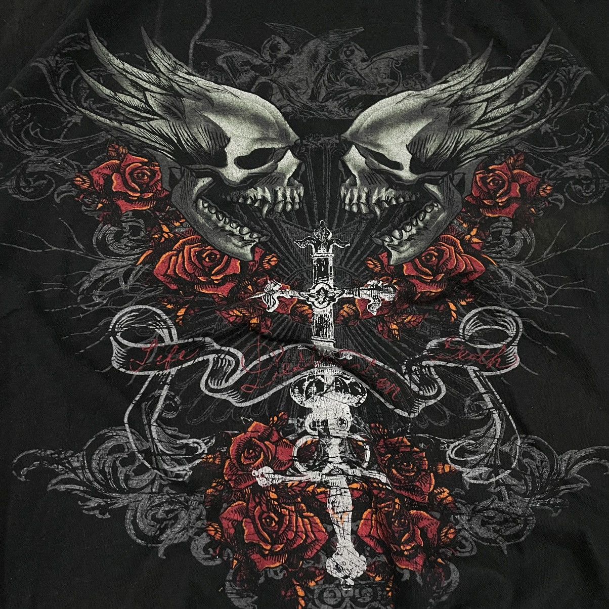 Affliction Crazy vintage Y2K Affliction Skull Rose baggy skater tee Size US L / EU 52-54 / 3 - 2 Thumbnail