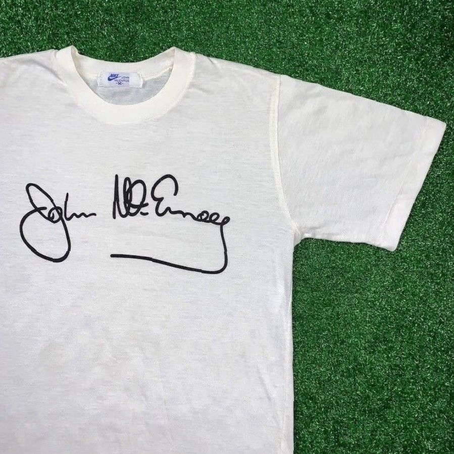 Nike VINTAGE Nike T Shirt USA Rare Challenge Court John McEnroe Tennis OG 80s Japan Mens/Unisex White Short Sleeve Crew Neck Graphic Tee 100% Cotton Size US M / EU 48-50 / 2 - 2 Thumbnail