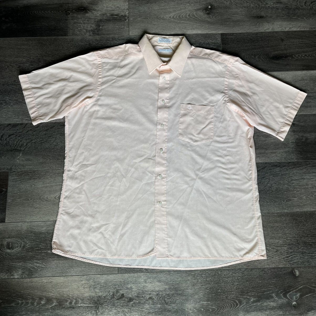 Christian Dior Monsieur Vintage 1990s Christian Dior S/S Button Up Shirt Light Peach Size US XL / EU 56 / 4 - 1 Thumbnail
