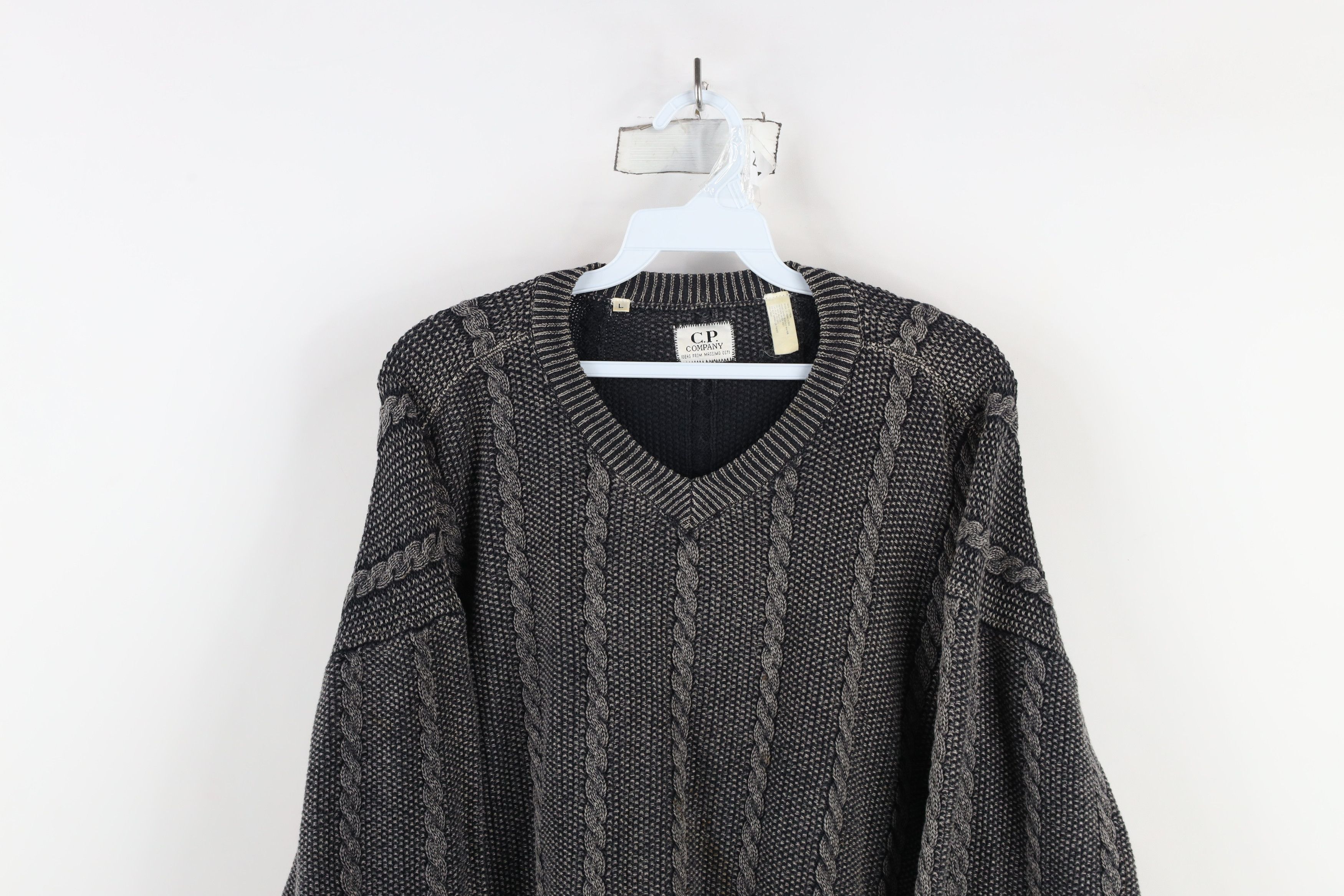 Vintage Vintage 90s CP Company Massimo Osti Cable Knit Sweater Size US L / EU 52-54 / 3 - 2 Thumbnail