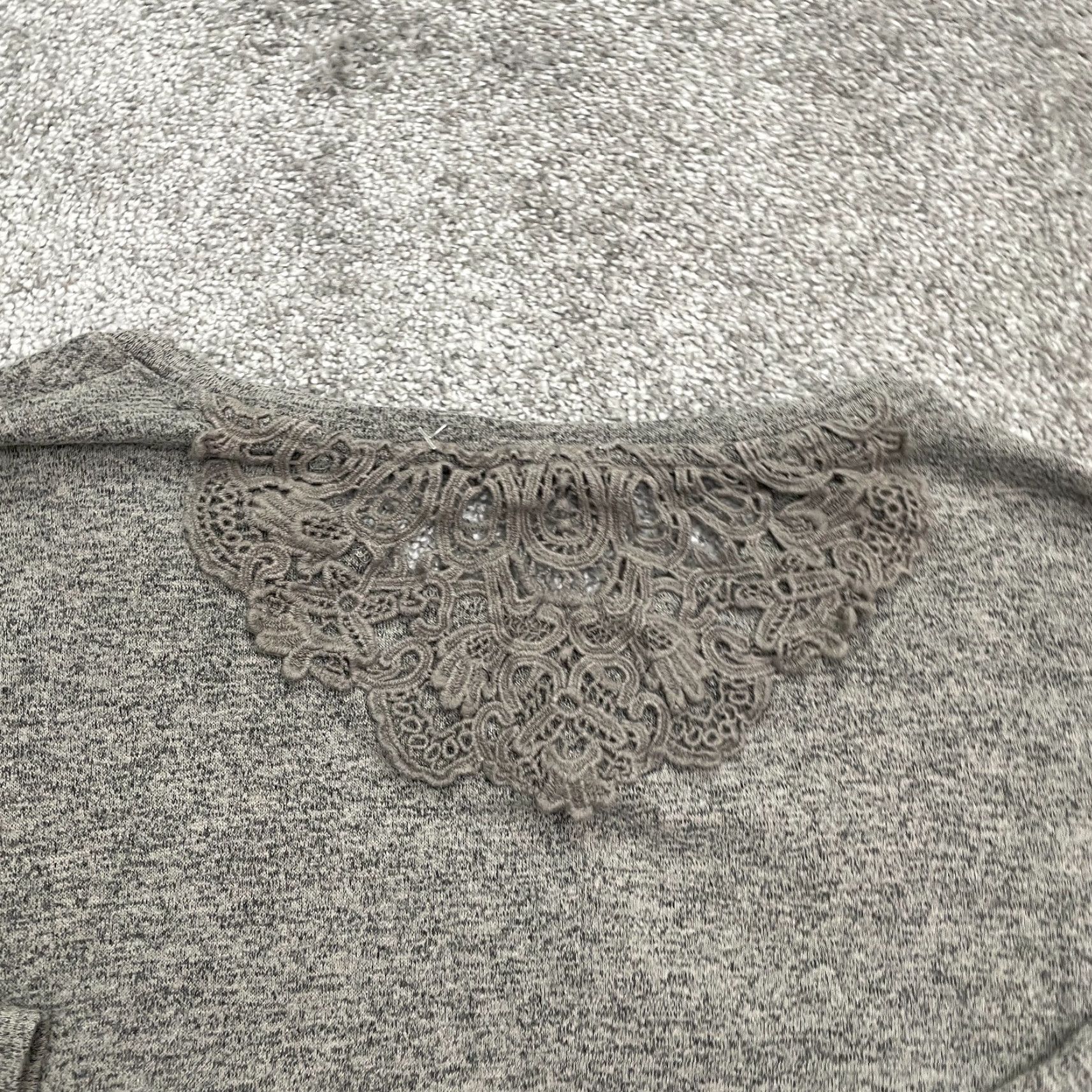 Vintage Style & Co. Tunic Blouse Womens Large Gray Round Neck 3/4 Sleeve Lace Casual Top Size L / US 10 / IT 46 - 4 Thumbnail