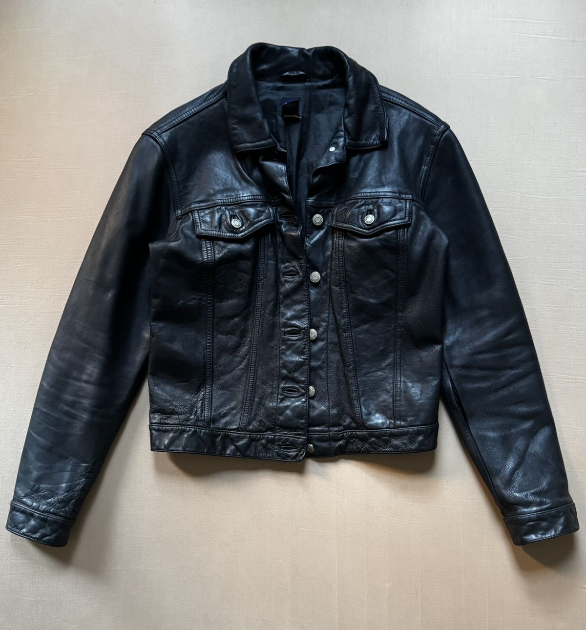 Gap Vintage Gap Black Leather Jacket | Grailed