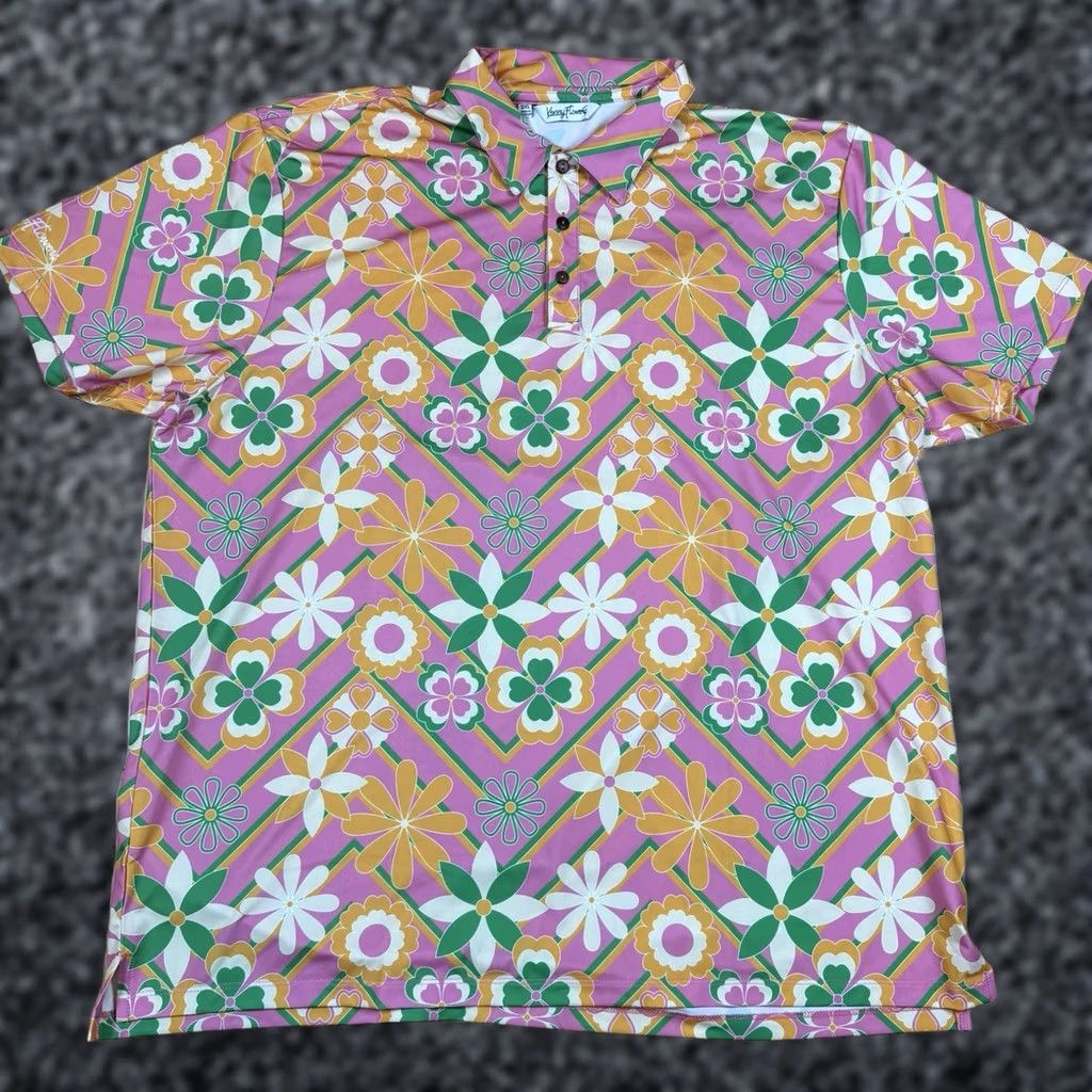 Vintage Kenny Flowers Polo Shirt Mens 2XL Pink Orange Floral Golf Stretch Shirt Size US XXL / EU 58 / 5 - 1 Thumbnail