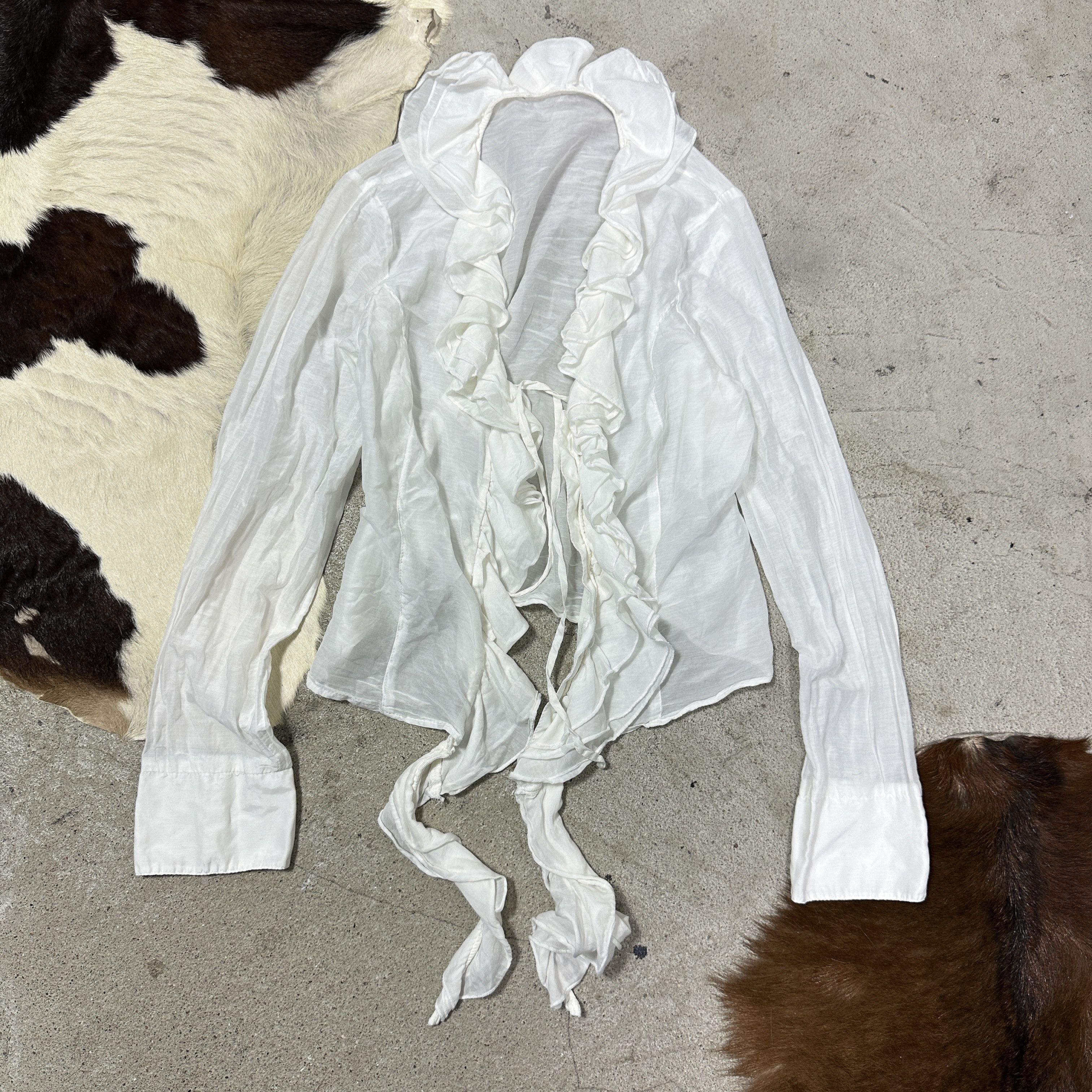 Vintage Vintage Avant Garde Silk Ruffled White Shirt Y2K Size S / US 4 / IT 40 - 6 Thumbnail
