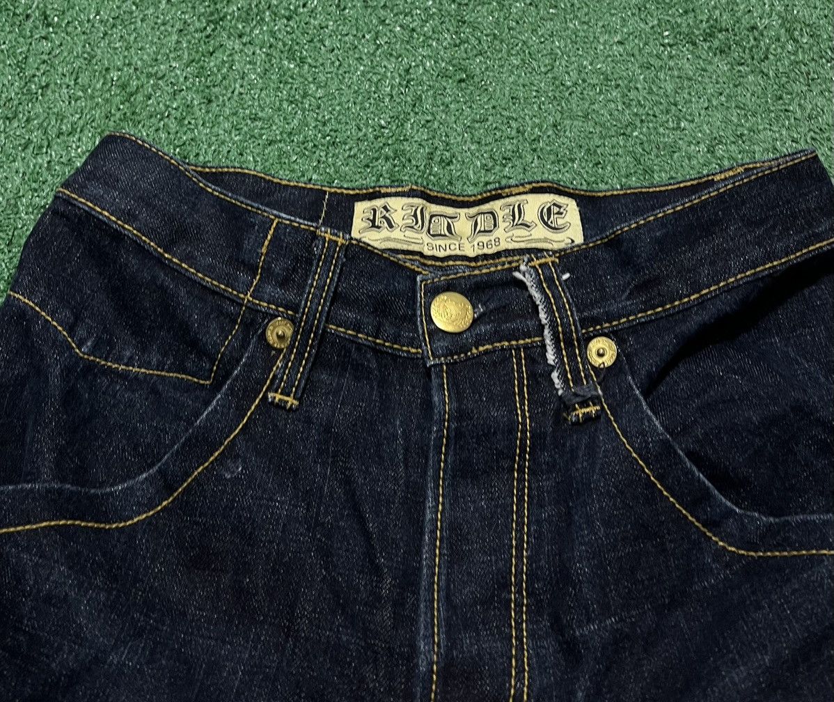 Japanese Brand × Vintage Riddle Denim Baggy Jeans Vintage Embroidery Dragon Rap Style Size US 30 / EU 46 - 5 Thumbnail