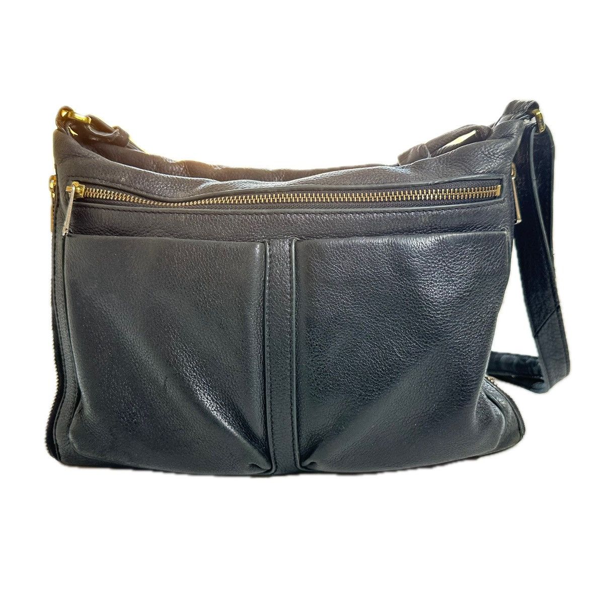 Fossil Fossil Black Pebbled Leather Crossbody Bag ZipTop Expandable Size ONE SIZE - 1 Thumbnail